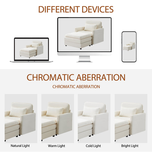 English Elm 54" Plush Cloud Sofa Modular Single with Ottoman, Beige Corduroy, High-Resilience Foam, Space-Saving Comfort W1829P324892