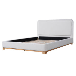 English Elm Christopher Knight Home® - Queen Size Bed Frame With Stylish Boucle Upholstered Headboard, Solid Wood Base, Easy Assembly N757Q329188W