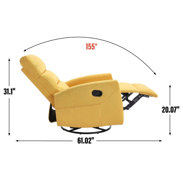 English Elm Manual Rocker Swivel Recliner Upholstered Fabric Chair for Cozy Living Spaces W3224P289295