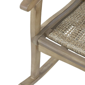 English Elm Lucas Outdoor Rocking Chair Acacia Wood Frame Hand-woven Rattan Porch Seat 69957.00MLBRN