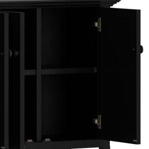 English Elm Amherst Shaker Pine Sideboard Wide Four Door Storage Cabinet for Dining Hallway Black B136P481646