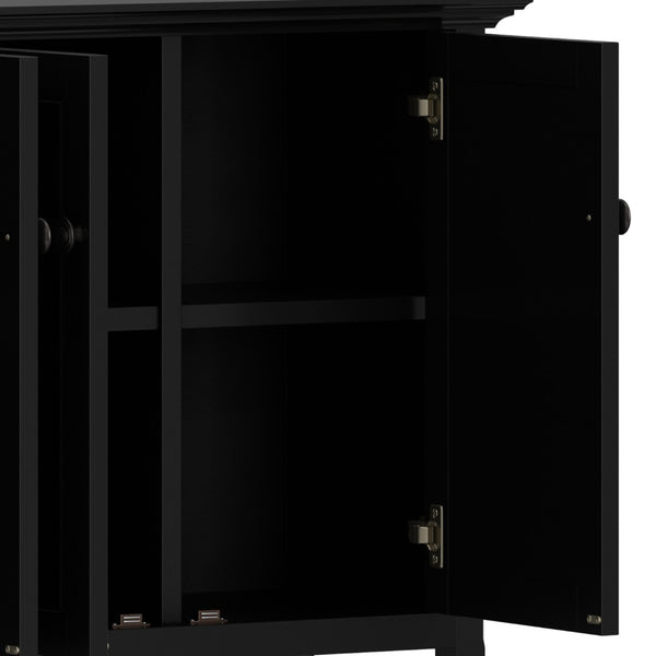 English Elm Amherst Shaker Pine Sideboard Wide Four Door Storage Cabinet for Dining Hallway Black B136P481646
