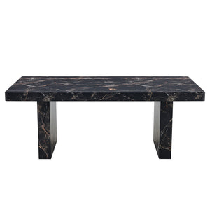 English Elm Table and Chair Set Seats Ten with Marble Pattern Mdf Top and Gray Linen Dining Chairs W1151S03922