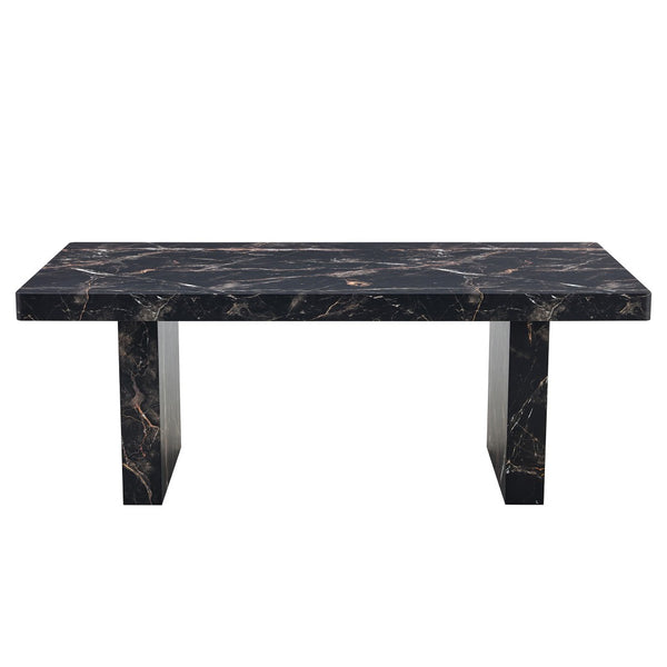 English Elm Table and Chair Set Seats Ten with Marble Pattern Mdf Top and Gray Linen Dining Chairs W1151S03922