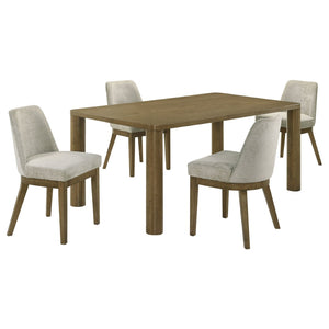 English Elm Sexton Farmhouse Rectangular Dining Set Seats Four with Upholstered Chairs B062S01456