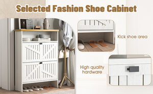 English Elm Multi-Functional Four-Layer Mdf Shoe Cabinet - Modern Minimalist Storage For Entryway Organization W3226P279088