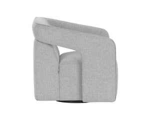 Sunpan Kendrick Swivel Lounge Chair - Futuristic Design with Comfortable Seat and Stylish Cut-Out Arms Belfast Heather Grey