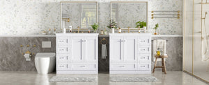 English Elm 72-inch Shaker Double Bathroom Vanity with Resin Basin and Soft Close Storage N729P000030K