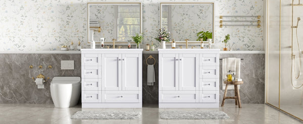 English Elm 72-inch Shaker Double Bathroom Vanity with Resin Basin and Soft Close Storage N729P000030K