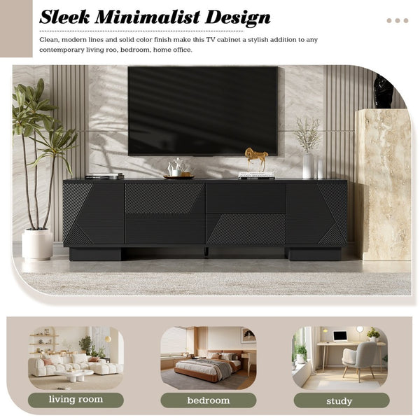 English Elm Vibe Haus Minimalist Media Console with Cabinets and Drawers for Living Room N724P360376B