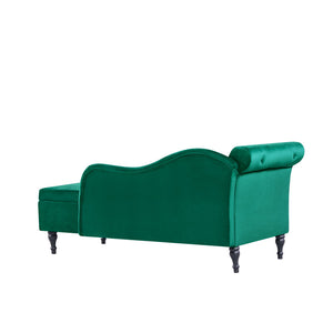 English Elm Aijia 60" Velvet Chaise Lounge With Storage, Button Tufted Design & Nailhead Trim - Green Elegance W1117P284896