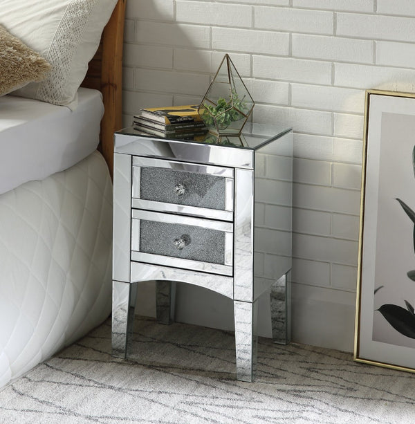 English Elm Noralie Glam Mirrored Accent Table with Faux Diamond Inlays and Two Storage Drawers B2726P457137