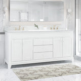 Christopher Knight Home® - Noble House - - 73'' Bathroom Vanity With Marble Top & Double Ceramic Sinks, 4 Doors, 3 Drawers, White