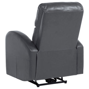 English Elm Meglia Grey Power Recliner Chair with Faux Leather Upholstery, Button Controls & Rounded Arms for Modern Comfort B062P299795