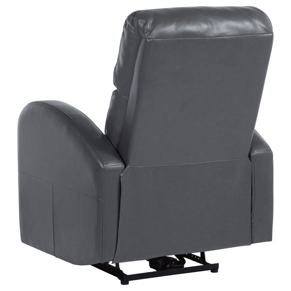English Elm Meglia Grey Power Recliner Chair with Faux Leather Upholstery, Button Controls & Rounded Arms for Modern Comfort B062P299795