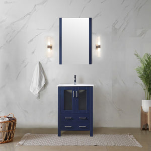 English Elm Navy Solid Wood Bath Vanity 24" W x 18.25" D with Soft-Close Drawers, Fully Assembled Storage Cabinet B2731P260414
