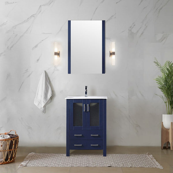 English Elm Navy Solid Wood Bath Vanity 24" W x 18.25" D with Soft-Close Drawers, Fully Assembled Storage Cabinet B2731P260414