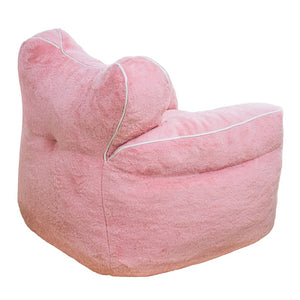 English Elm Bean Bag Chair Faux Fur Heart Shaped Backrest Foam Lounge Seat for Bedroom Pink W2510P465458