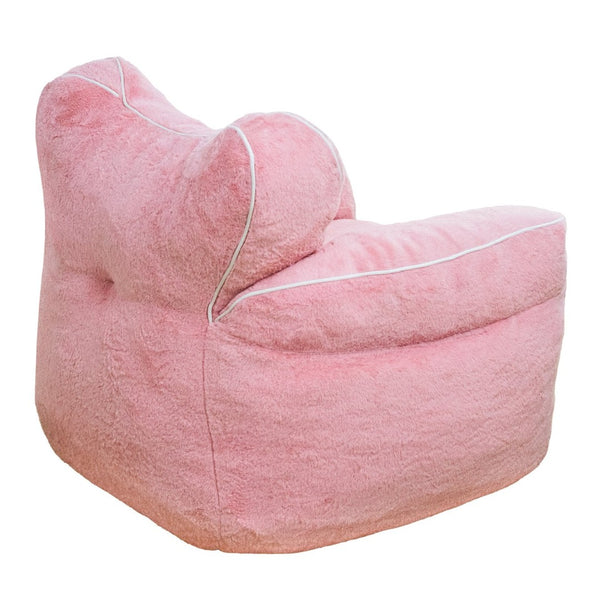 English Elm Bean Bag Chair Faux Fur Heart Shaped Backrest Foam Lounge Seat for Bedroom Pink W2510P465458