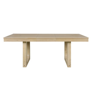 English Elm 60"-78" Farmhouse Rubberwood Dining Table Seats Eight with Removable Leaf Natural N752P272062N