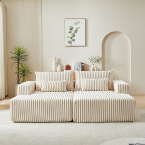English Elm 87" Oversized Sectional Lounge Chaise - Plush Corduroy, No Assembly, Reclining Sofa Bed For Cozy Spaces W834S00320