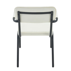 English Elm Dining Chairs Set of 2 Velvet Upholstered with Hangable Arms and Metal Legs W3493P449276