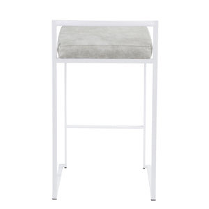 English Elm Fuji Contemporary Stackable Counter Stool with Thick Padded Faux Leather Seat, Modern Comfort Grey B202P222384