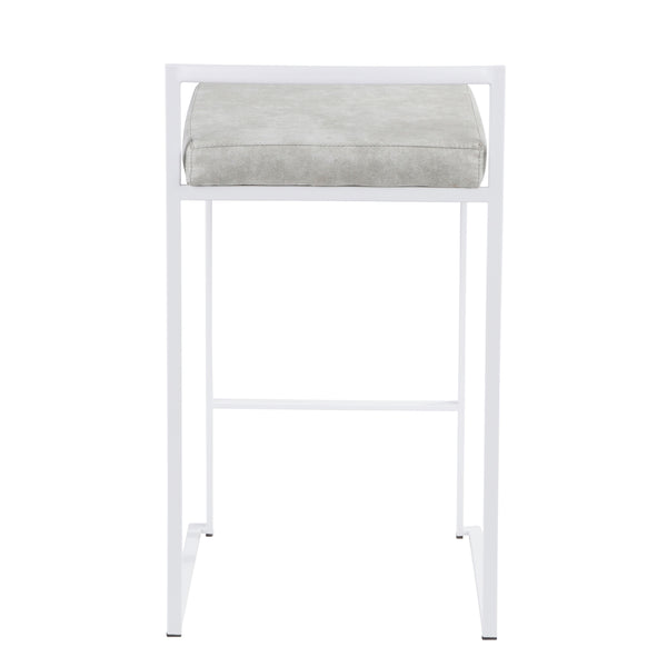English Elm Fuji Contemporary Stackable Counter Stool with Thick Padded Faux Leather Seat, Modern Comfort Grey B202P222384