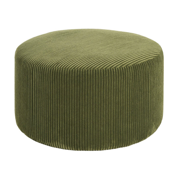 English Elm Christopher Knight Home® - Upholstered Round Ottoman with Faux Leather Upholstery, Dense Foam & Pocket Coil Comfort, 31" Olive Green N757P181733V