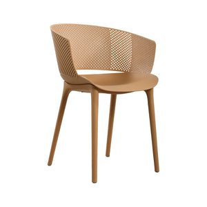 English Elm Gerald Outdoor Stackable Dining Chairs Uv Resistant Molded Plastic Patio Set of 2 Brown Yellow N776P390476Y