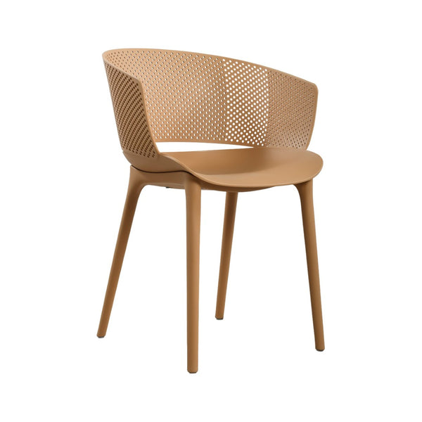 English Elm Gerald Outdoor Stackable Dining Chairs Uv Resistant Molded Plastic Patio Set of 2 Brown Yellow N776P390476Y