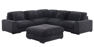 English Elm Sloane 117" Charcoal Corduroy Reversible L-Shape Sofa & Ottoman – Modern Elegance For Any Space B061S00919-GIGA