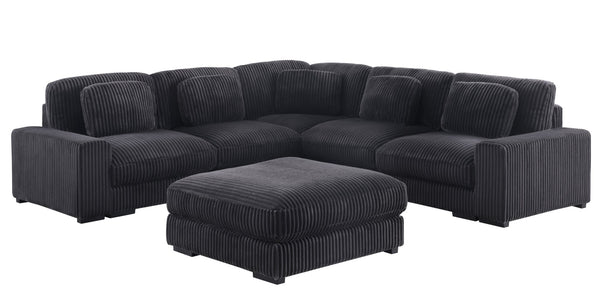 English Elm Sloane 117" Charcoal Corduroy Reversible L-Shape Sofa & Ottoman – Modern Elegance For Any Space B061S00919-GIGA