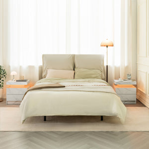 English Elm Nightstand LED Bedside Table with Adjustable Multi-Color Lights, Sleek Modern End Table for Bedroom Matte White 22.83 L x 16.93 W x 7.68 H W2178138739