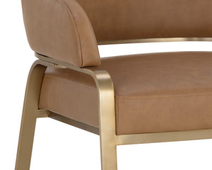 Sunpan Malachi Dining Armchair - Luxurious Design with Stainless Steel Base for Elegant Dining Spaces Milliken Cognac