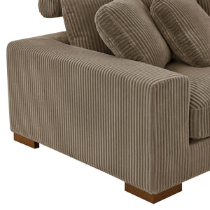 English Elm Large Corduroy Double Chaise Sectional Sofa with Lumbar Support for Spacious Living Rooms Camel B2748S00015