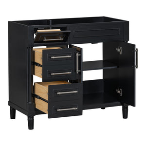 English Elm 36'' 36" Bathroom Vanity Freestanding Storage Cabinet with 3 Soft-Close Drawers, Solid Wood Frame, 300lb Capacity WF322109AAB