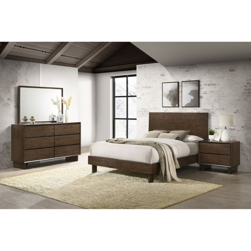 English Elm Hemlock Queen Bedroom Set Rustic Warm Brown Platform Bed Dresser Nightstand Mirror B062S01537