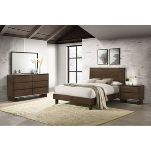 English Elm Hemlock Queen Bedroom Set Rustic Warm Brown Platform Bed Dresser Nightstand Mirror B062S01537