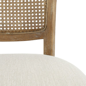 English Elm Christopher Knight Home® - DINING Retro Fabric & Rubberwood Chairs Set of 2 with Rattan Backrest, Vintage Grain, Durable Cushions N779P171201B