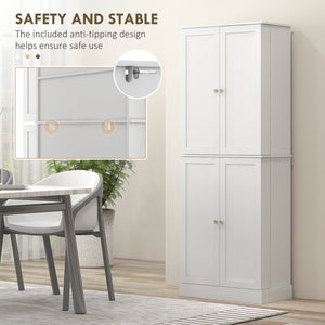 English Elm Homcom 65" Freestanding Kitchen Pantry Cabinet - Modern Storage With Adjustable Shelves & Safety Features W2225P229291