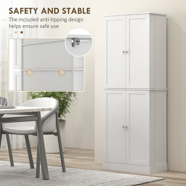 English Elm Homcom 65" Freestanding Kitchen Pantry Cabinet - Modern Storage With Adjustable Shelves & Safety Features W2225P229291