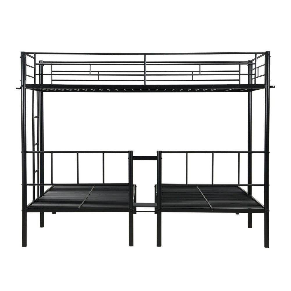 English Elm Twin Triple Bunk Bed - Sturdy Metal Frame With Safety Rail, Vertical Ladder & Storage Shelf For Kids W311S00061-GIGA
