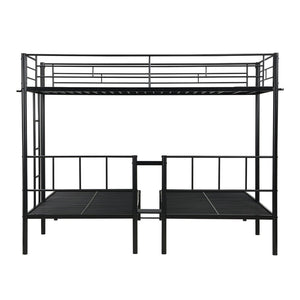 English Elm Twin Triple Bunk Bed - Sturdy Metal Frame With Safety Rail, Vertical Ladder & Storage Shelf For Kids W311S00061-GIGA