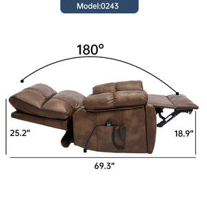 English Elm Brown Leatheraire Power Lift Recliner Dual Motor Massage Heat Heavy Duty 350 Lb W1803P340282