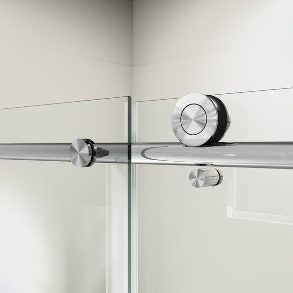 English Elm 56" Frameless Single Sliding Shower Door Tempered Glass Walk-in Bath Enclosure Brushed Nickel W1573P342102
