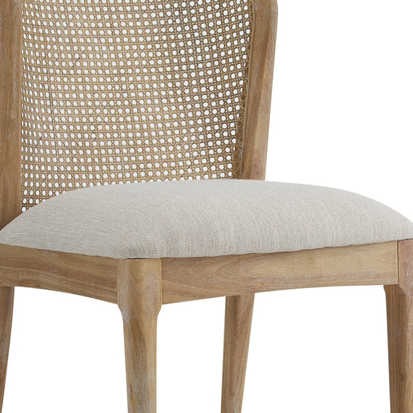 English Elm Christopher Knight Home® - Cane Rustic Upholstered Side Chair with Cane Webbing and Rubberwood Frame, Plush Seating, 2-Pack Beige+Natural N771P196517G