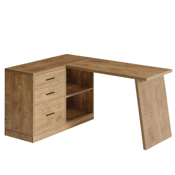 English Elm Office Writing Desk with Hutch Rustic Veneer Top Black Metal Frame Industrial Storage T3971P461055