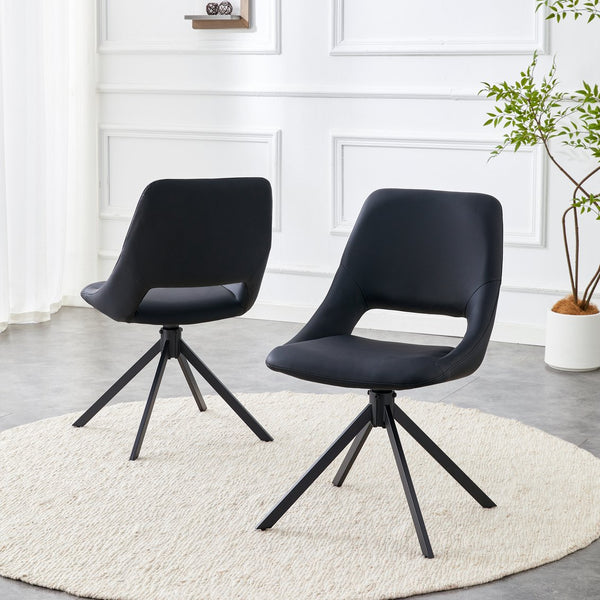 English Elm Dining Chairs Set Of 2 - Stylish Swivel Design With High Back, Durable Leather, Ideal For Modern Spaces W3493P347182