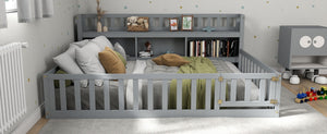 English Elm Twinhouse-sf-gy Solid Wood House Frame Floor Bed for Kids Cozy Low Profile W308P292335